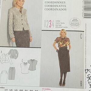 Burda sewing pattern #7321 coordinates jacket top skirt UNCUT size US 8-20